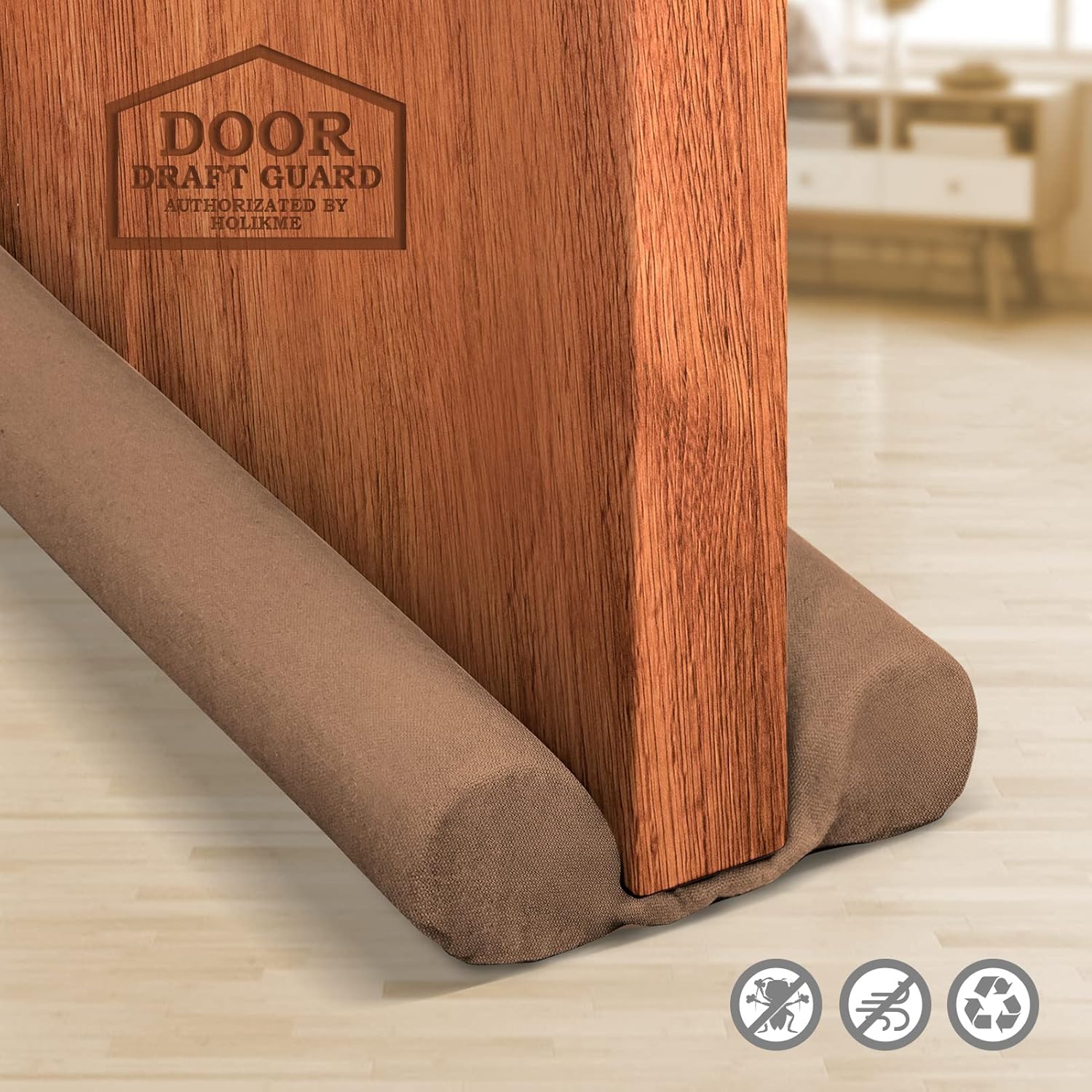 Draft Stoppers - Holikme Twin Door Draft Stopper Weather Stripping Window Breeze Blocker Adjustable Door Sweeps 34inch Coffee