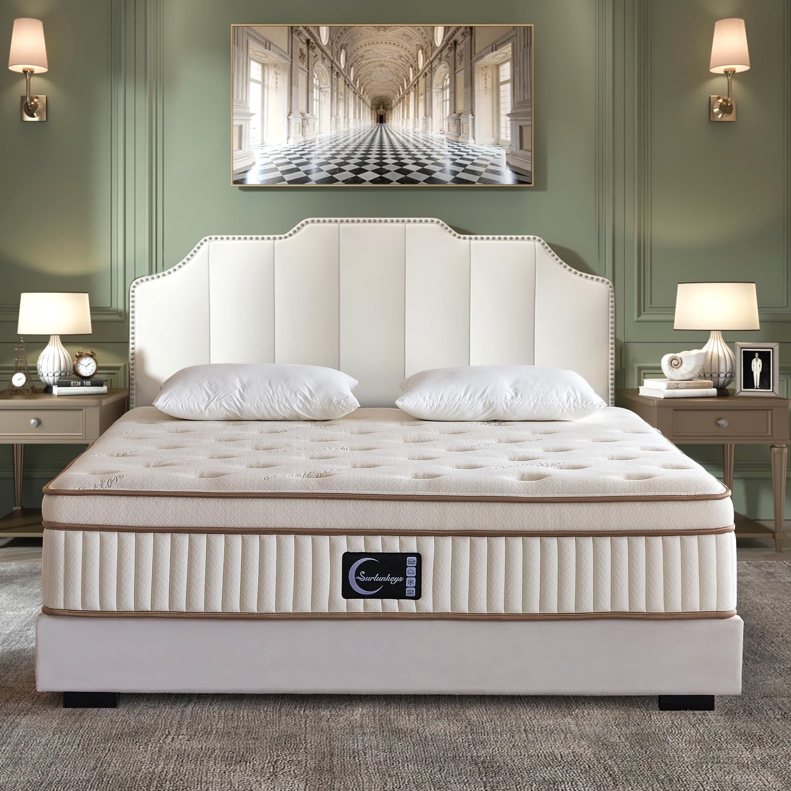 Photo 1 of SURLUNKEYS Gel Foam Innerspring Mattress - 14 Inch Queen Size Mattress for Motion Isolating Pressure Relief, Euro Top Medium Firm Roll in a Box, Reinforced Edge Support, 120-night Trial