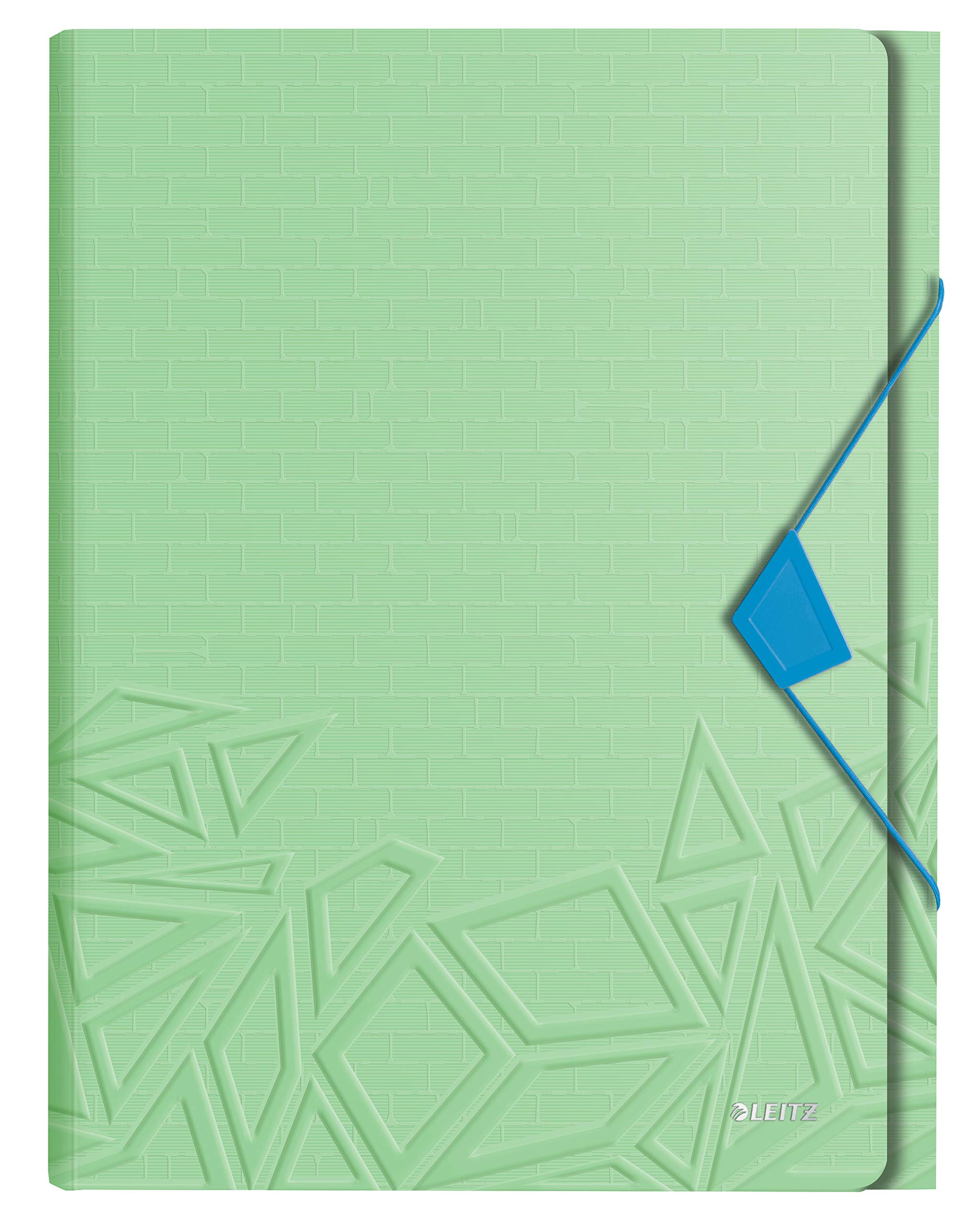 Leitz A4 Expanding File with 5 Compartments, Elastic Band Fastener, 250 sheet Capacity, Green, Urban Chic Range, 39970050