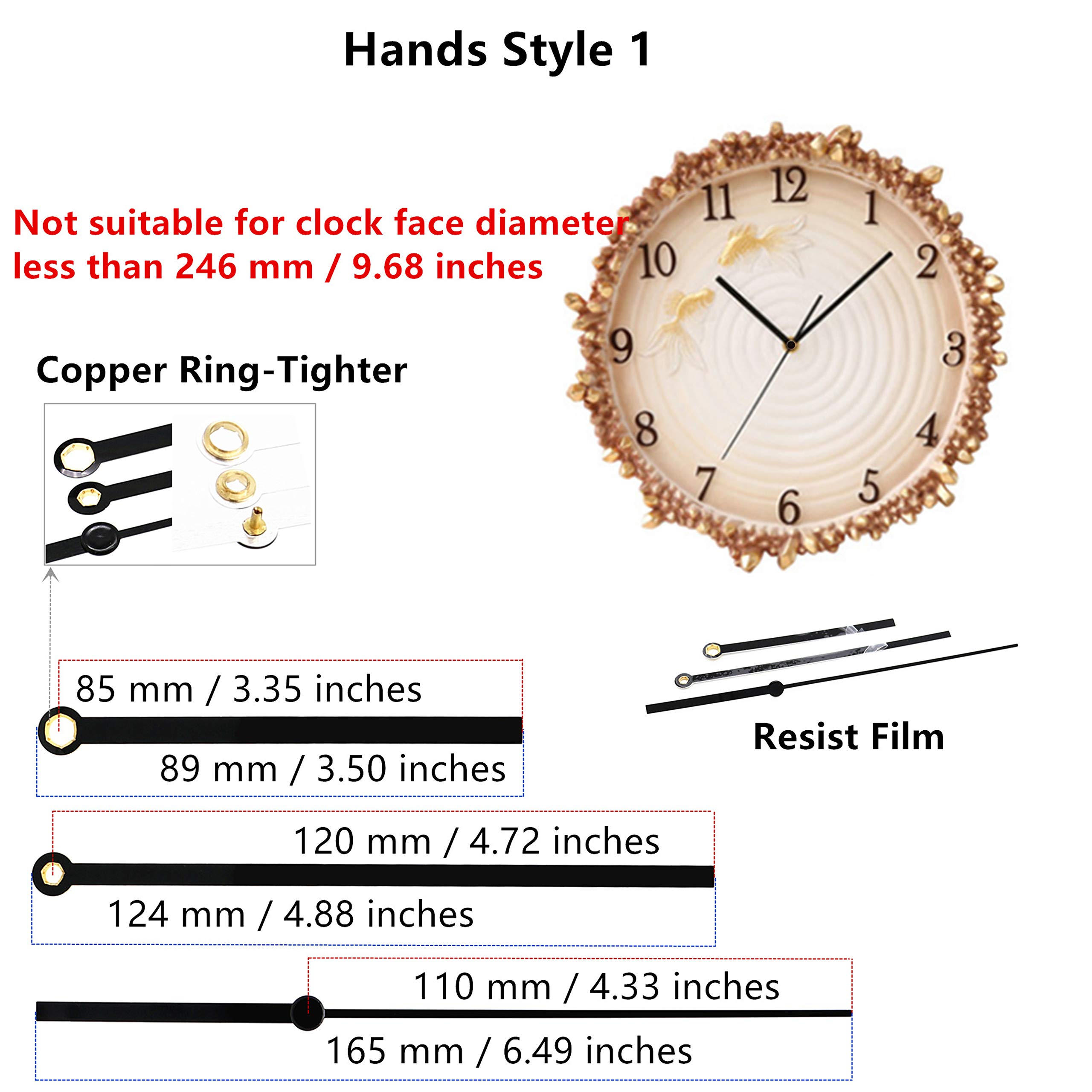 Youngtown 12888 Pendulum Clock Movement - 23mm Shaft With 3 Hand Sets For Clock Repair & Making