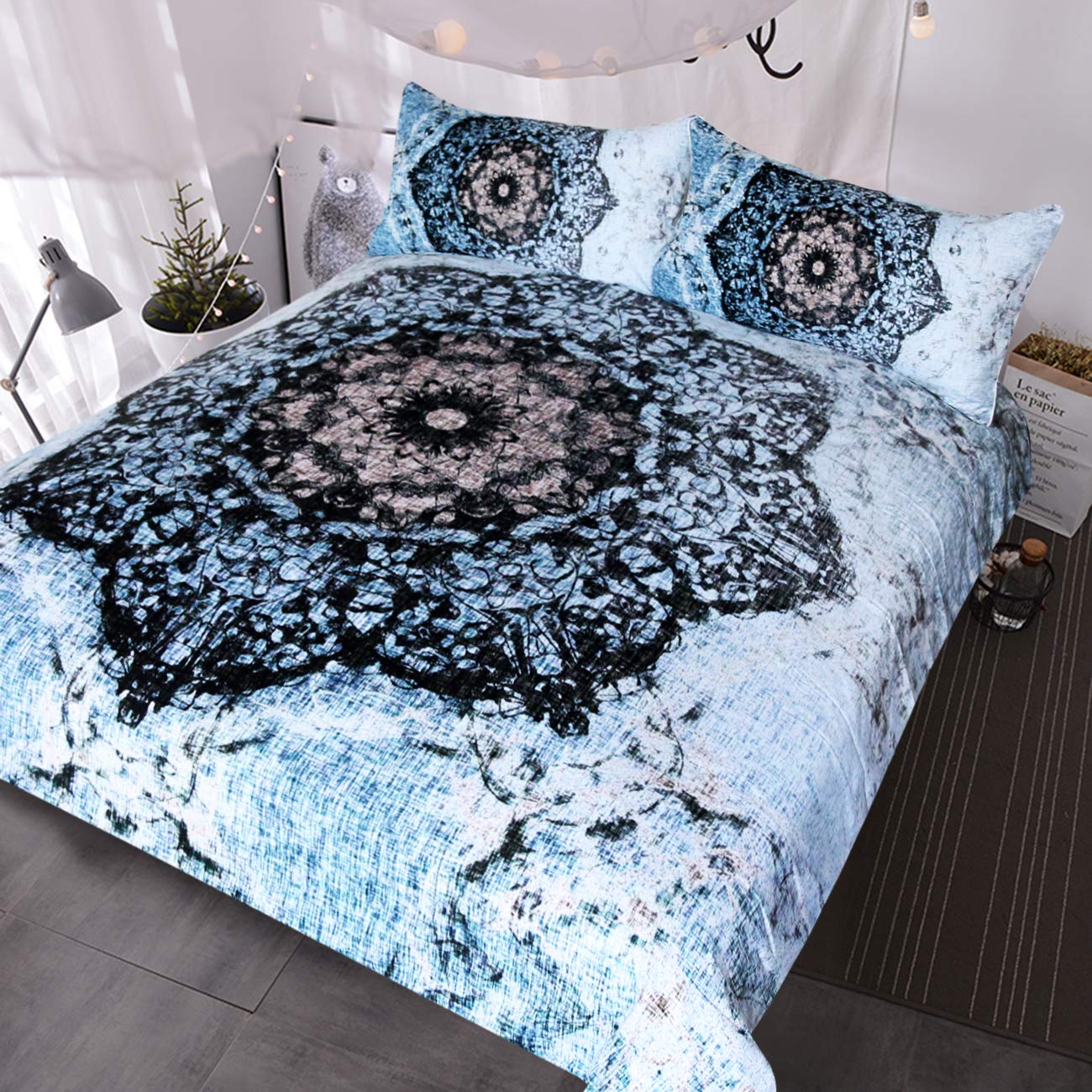 Queen BlessLiving Lotus Flower Tie Dye Bedding 3 Piece ...