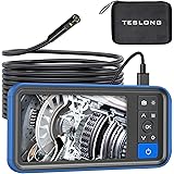Dual Lens Endoscope Borescope, Teslong 4.5" HD Snake Inspection Camera with Light, Automotive Scope Camera with Flexible Cabl