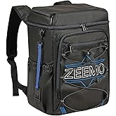 ZEEMO Backpack Cooler for Men, Insulated Leak Proof Lunch Bag, Large Capacity Lightweight Rucksack for Picnic, Beach, Backyard, Black
