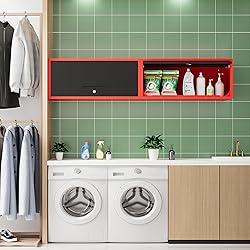 Fesbos Metal Storage Cabinet Black&Red Wall