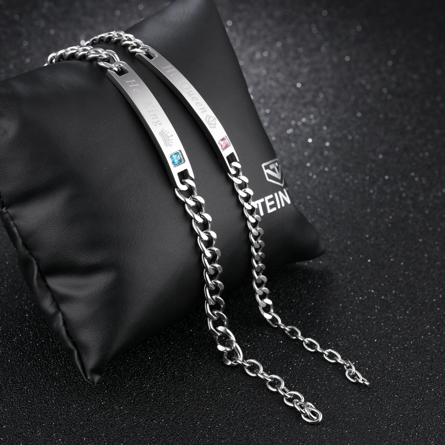JewelryWe His Queen Her King Bracelets Matching Stainless Steel Bracelet Set 2pcs, 2PCS(King&Queen), 18.5 cm - Image 4