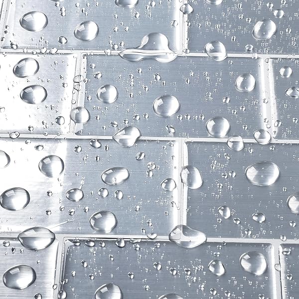 LACHEERY STICKY KITCHEN BACKSPLASH TILES PEEL AND STICK SILVER SUBWAY TILE BACKSPLASH FOR KITCHEN 36-SHEET 12″X12″ 3D SELF STICK ON BACK SPLASH TILES FOR BATHROOM LAUNDRY ROOM WALL STICKER WATERPROOF