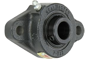 Sealmaster SFT-12 Standard Duty Flange Cartridge Unit, 2 Bolt, Regreasable, Felt Seals, Setscrew Locking Collar, Cast Iron Housing, 3/4" Bore, 4-13/32" Overall Length, 3-17/32" Bolt Hole Spacing Width, 7/16" Flange Height, ±2 Degrees Misalignment Angle