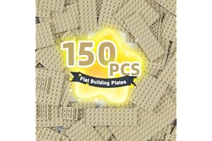 Noorastars 150 Pieces Small Base Plate Sets, Classic Flat Pieces for Moc Building, 12 Size DIY Building Boards - Compatible with Lego and All Major Brands, Tan