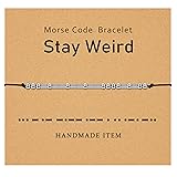 Jewenova Stay Weird Morse Code Bracelet for Women