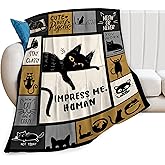 Cat Blanket Black Cat Throw Blanket Soft Fleece Flannel Bedding Cat Gifts for Women Men Boys Girls Lovers Adults Lovers Stuff Plush for Couch Sofa Bed Room Decor 40