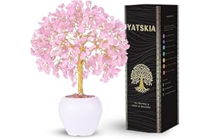 YATSKIA Rose Quartz Tree, Gemstone Tree, Healing Crystals and Stones, Birthday Gifts for Mom, Unique Gifts for Women, Crystal Decorations
