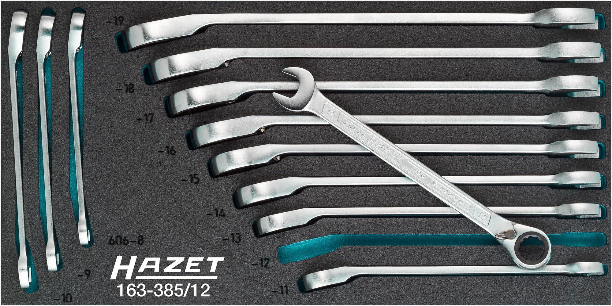 Hazet Ratchet Combination Spanner Set, 1 Piece, 163-385/12