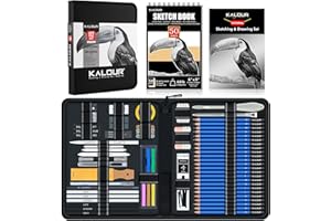 KALOUR PDAS Kit de dessin professionnel 112 pièces avec carnet de croquis 3 couleurs, graphite, fusain, kit de dessin artisti