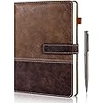 HULIPARK Leather Notebook Journal with Pen, A5 Lined Hardcover Notebook with Magnetic Closure, 240 Pages Daily Journal for Men Women, Ruled Journal Notebooks for Work, Writing, Note Taking - Brown