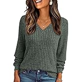 AUTOMET Womens V Neck Long Sleeve Shirt Fall Fashion Tops Tunic Dressy Casual Sweater Clothes Cute Trendy Work Outfits 2026