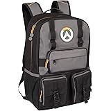 JINX Overwatch MVP Laptop School Backpack, Black/Gray, 18"