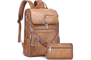 SYTRAH Leather Laptop Backpack for Women Designer Laptop Bag, 16.5 inch Travel Computer Backpacks Purse with Tassel