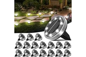 nipify 18 Pack Solar Ground Lights Outdoor, 8 LED Solar Lights Outdoor Waterproof Flat Solar Pathway Lights for Yard Garden Walkway Deck Patio Landscape Lawn Driveway (Cool White)
