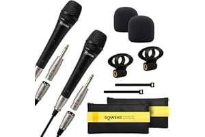 Bowens Dynamic Microphone 2-Pack – Wired Handheld XLR Mics with 15ft Cables, Professional Vocal Microphones for Singing, Karaoke, Podcasting, PA Systems, and Studio Recording Microfono