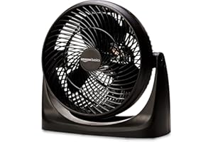 Amazon Basics Air Circulator Fan, Desk Fan for Bedroom, Home and Office, With 90-Degree Tilt Head, 3 Speed Settings, Lightweight (4.2 LBS), 70 Watts, Black, 14.8"Wx7.6"Dx14.1"H