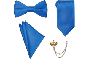 Marvelous World Boys' Tie 4-Piece Set with Tie, Bowtie, Pocket Square, and Brooch