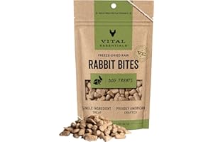 Vital Essentials Rabbit Bites Dog Treats, 2 oz | Freeze-Dried Raw | Single Protein | Premium Quality High Protein Training Treats | Grain Free, Gluten Free, Filler Free