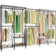 H5 Pro Heavy Duty Clothes Rack – Expandable Wardrobe Closet With Adjustable Shelves & Hanger Rods, 75.4"H, Up To 1400 Lb Capacity, Freestanding Garment Storage, White