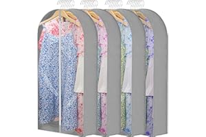 BH7STAR 7" Gusseted Garment Bags for Hanging Clothes, 50" Garment Storage Bags, Garment Bags for Storage, Hanging Clothes Storage for Coat Suit Dress Jacket, 4 Pack