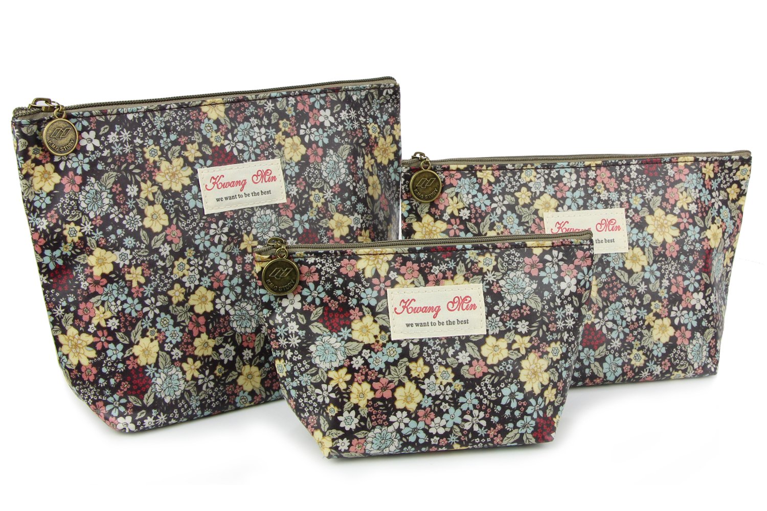 Micom Retro Floral Waterproof Travel Toiletry Cosmetic Bags Set for Women,girls
