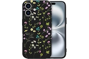 RALEAVO Floral Case for iPhone 16,Liquid Silicone Case with Flower Branch Pattern Cute Cover Case for Girls Women Slim Soft R