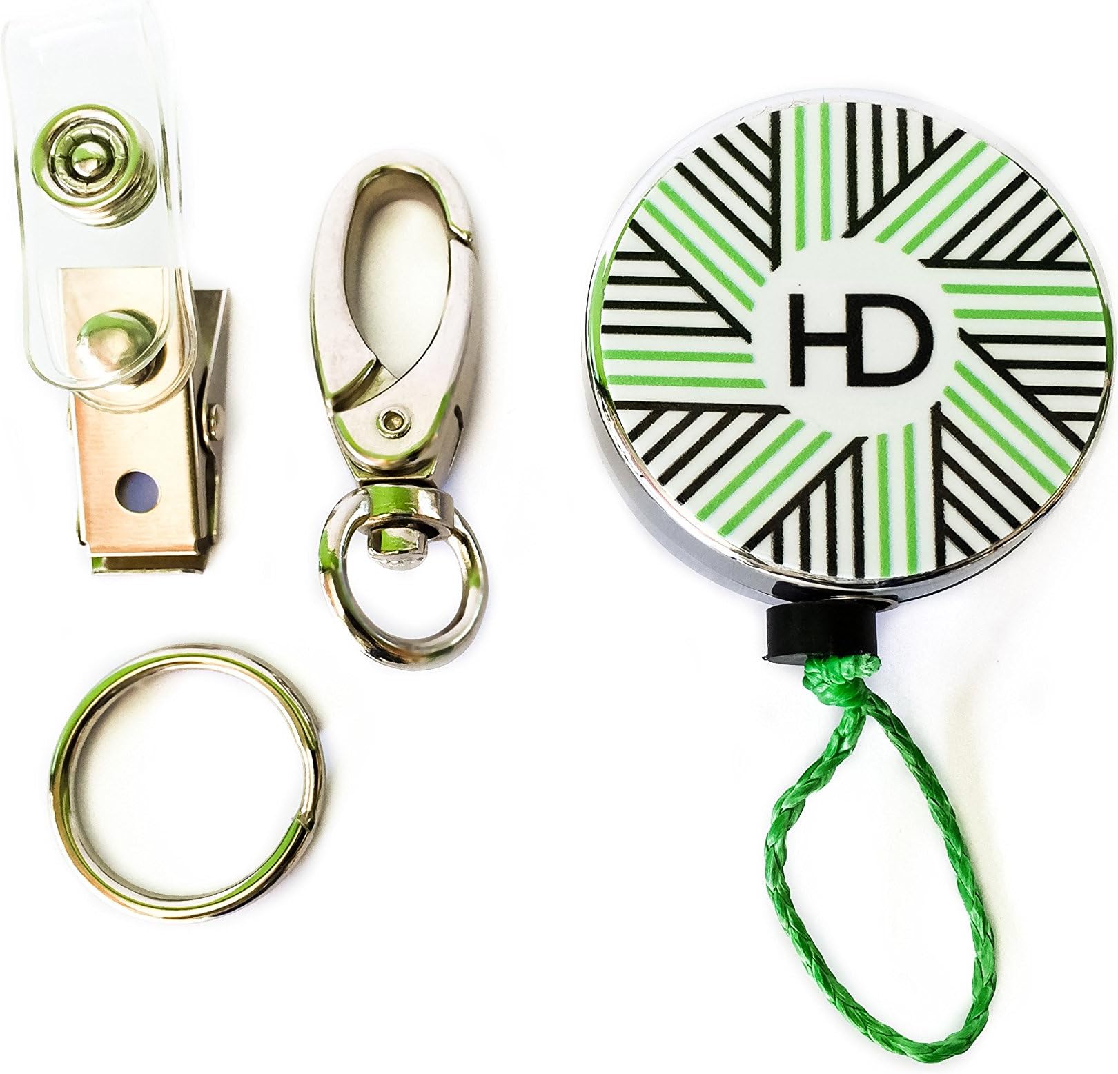 48" Retractable Badge and Key Reel with Belt Clip. Interchangeable Heavy Duty Key Ring, Swivel Clip, and ID Badge Clip. Full Metal Construction with 100 lbs. Tensile Strength! 2 Oz. retraction.