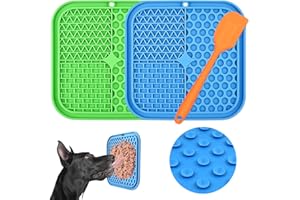 CIICII Lick Mat for Dogs & Cats, Dog Lick Mat with Suction Cups (Green Dog Licking Mat + Blue Dog Lick Pad + Orange Spatula) Silicone Slow Feeder Mat for Dog Treats, Peanut Butter, Yogurt & Cat Food