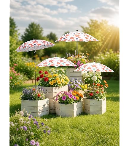 flowered patio umbrellas Colorful Plant for Outdoor Plants, Large (40