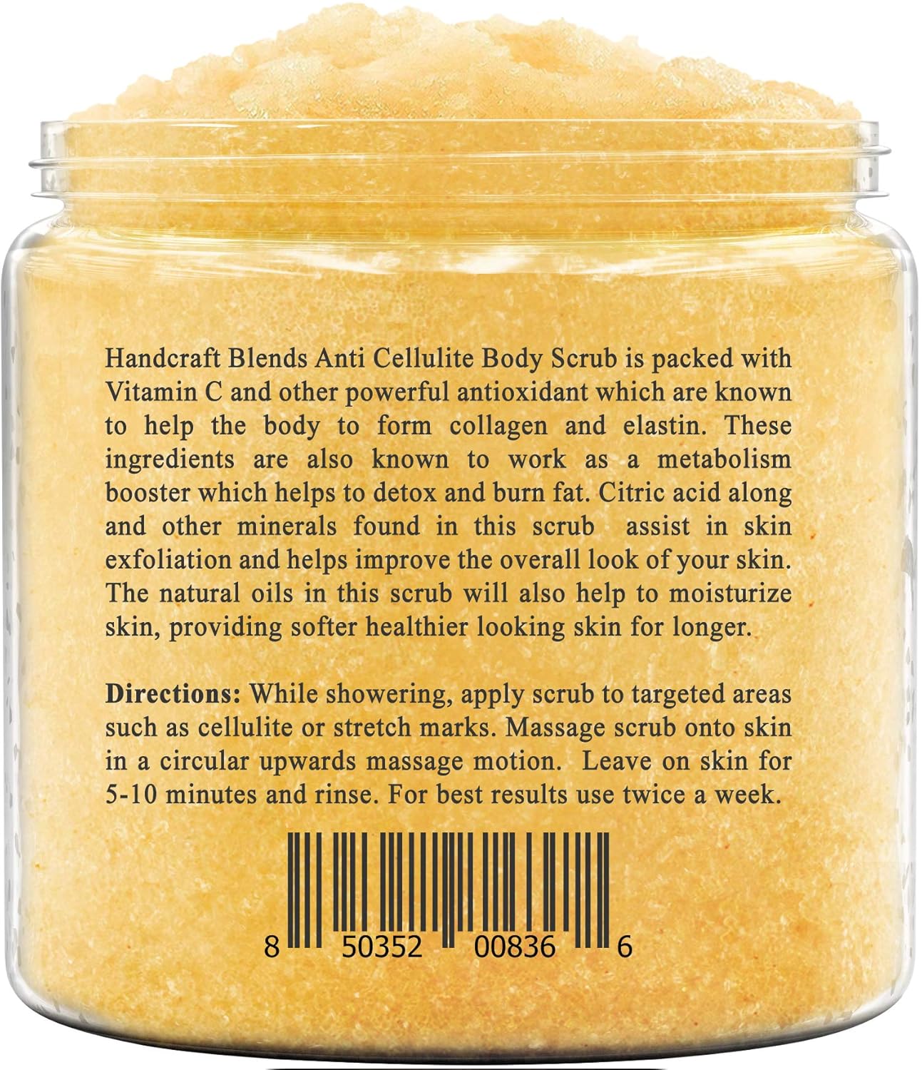 Handcraft Cellulite Treatment Body Scrub - 100% Natural - Powerful Anti Cellulite Treatment, Penetrates Skin, Targets Unwanted Fat and Improves Skin Firmness – 10 oz : Beauty