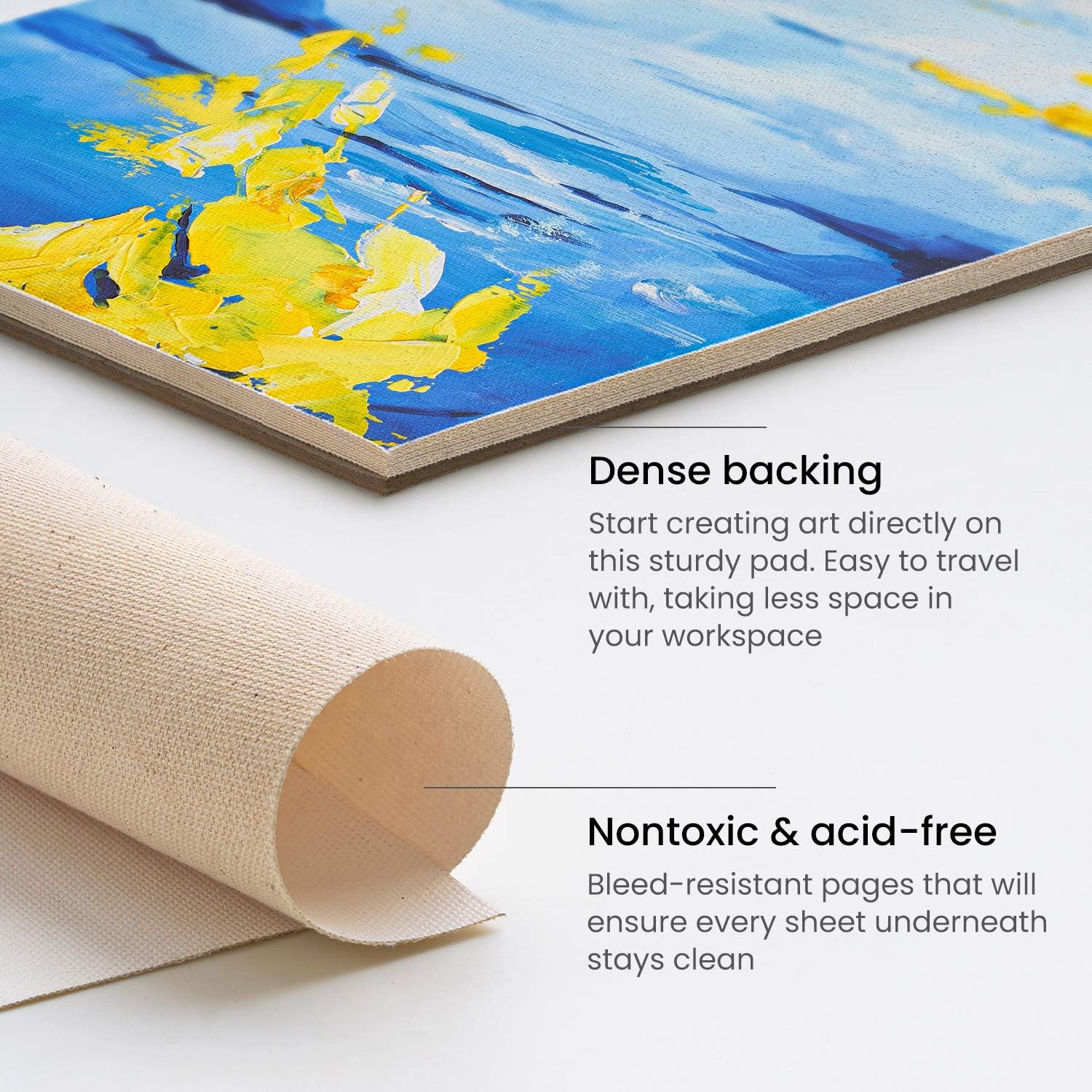 Arteza 9x12” Canvas Pad, 2 Pack, 20 Sheets, 100% Cotton, Primed with Acid-Free Gesso, Glue-Bound Pad of Canvas Paper for Acrylic Painting or Oil Paint, Ideal for Painting and Mixed Media