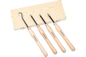 VINWOX 13.5" 4 PCS Carbide Wood Lathe Turning Tool Set, Carbide Lathe Turning Tool, Carbide Turning Tool, Including Swan Neck Hollower, Rougher, Finisher, Detailer, Pen Turning tool, Pen Making