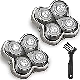 2 Pack Pro 4 Replacement Blades Compatible with Skull & Pitbulls Shaver Head Gold PRO, Silver PRO, Platinum PRO, Butterfly Kiss PRO | Floating 4 Heads Electric Razor Refills + 1 Cleaning Brush