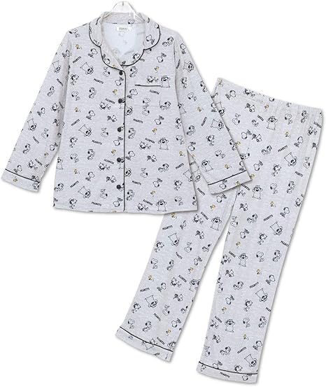 Amazon Peanuts ピーナッツ スヌーピー パジャマ レディース 上下セット パウダーストレッチ素材 肌触り抜群 前開き 長袖 長ズボン テーラー襟 ルームウェア 部屋着 Snoopy Mサイズ Lサイズ パジャマ ルームウェアセット 通販