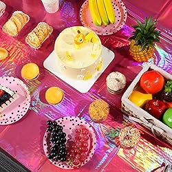 4 Pack Hot Pink Iridescence Plastic Tablecloths