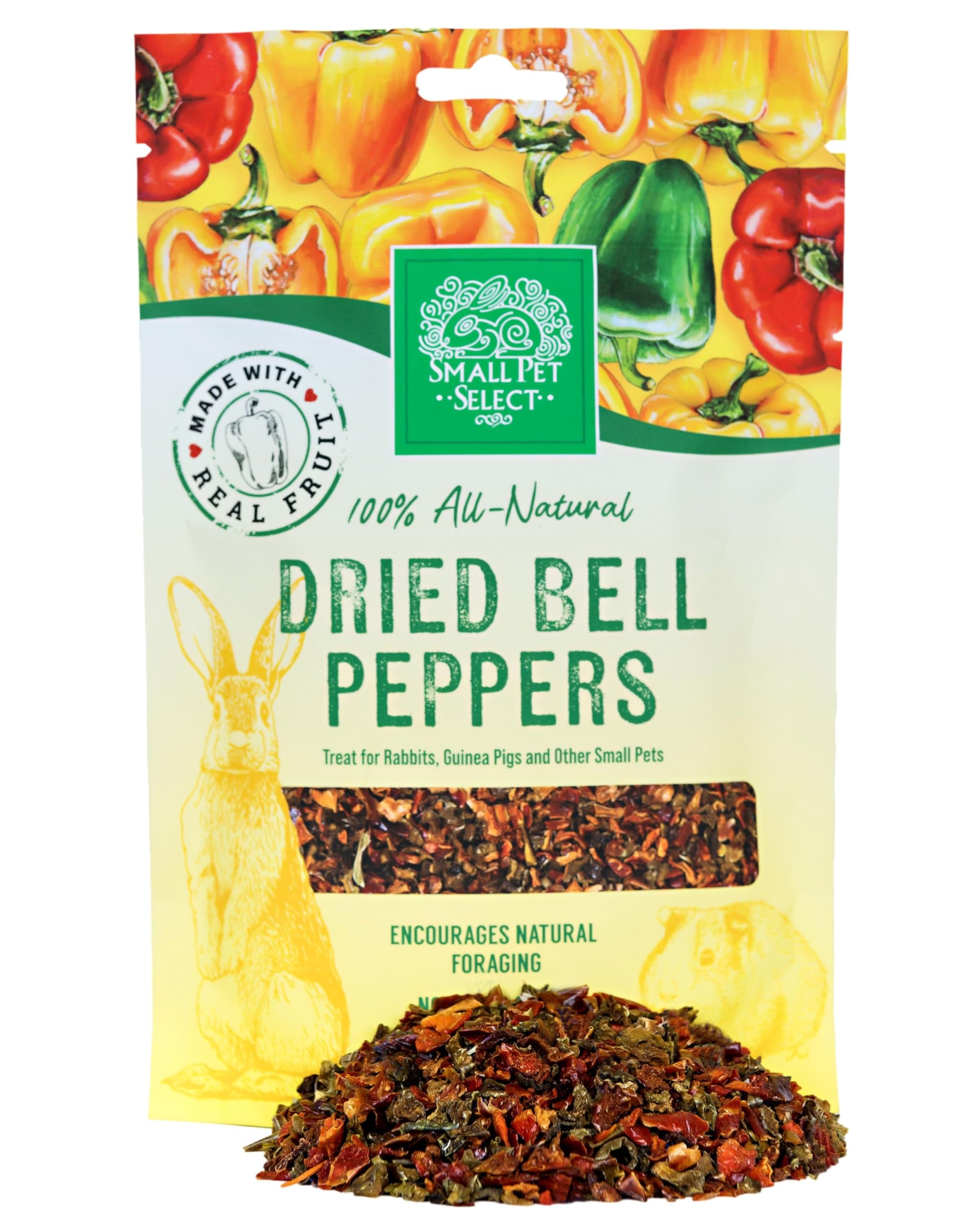 Small Pet Select Natural Dried Bell Pepper Treats for Rabbits, Guinea Pigs, Hamsters, Gerbils, Mice & Rats, 56g