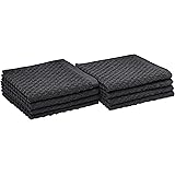 Amazon Basics 100% Cotton Terry Kitchen Dish Cloths, Popcorn Texture - 8-Pack, Black