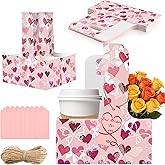 Turmaster 8 Set Drink Carrier,Cardboard Cup Holder with Love, Coffee Cup Holder with Handle,Coffee Carrier with Greeting Card and Ribbon for Valentine's Day Gifts Party Gift,Pink