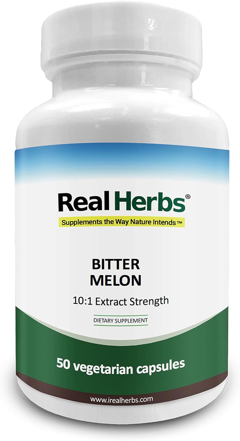 Real Herbs Bitter Melon Extract 750mg Dietary Supplement - 50 Vegetarian Capsules