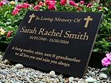 CFY Memorials Personalised Granite Memorial Plaque Cross 29x21cm view 1
