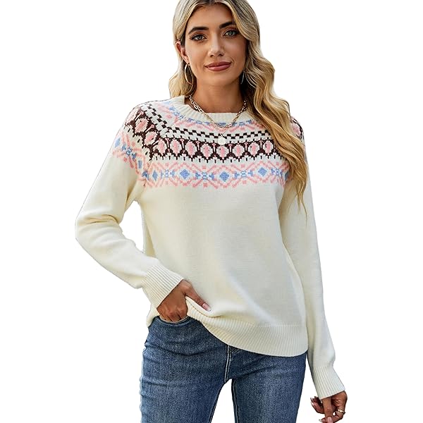 トップス U Neck Popover fair isle sweater knit s-l400.jpg