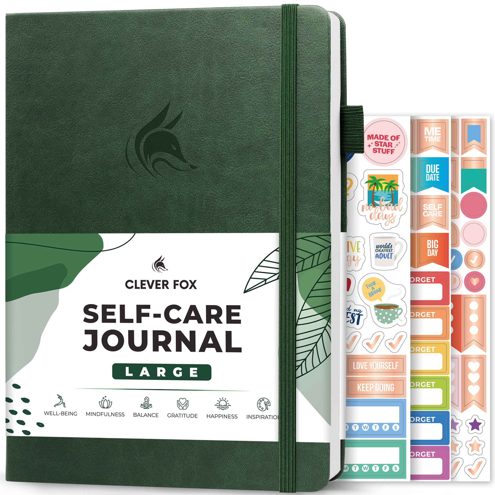 Clever Fox Self-Care Journal – Daily Reflection Notebook – Mental Health & Personal Development Planner, Meditation & Mood Log, Large (Forest Green) — image 1