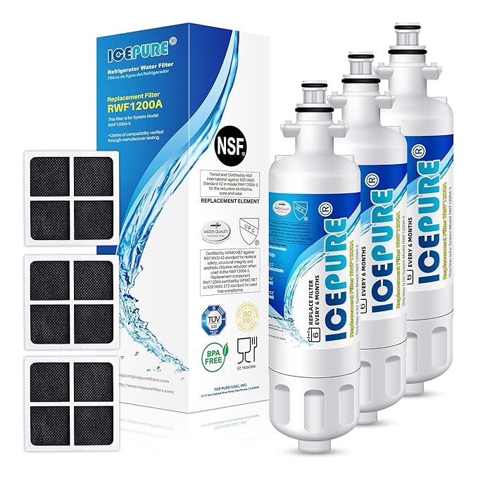 Icepure Rfc1200a 3pk Water Filter Replacement Cartridge For Lg Pack Of 3 Amazon In Home Kitchen Icepure Rfc1200a 3pk Water Filter Replacement Cartridge For Lg Pack Of 3 Amazon In Home Kitchen