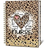 LIANGW Nurse Notebook - Leopard Print Spiral Journal with Heartbeat & Stethoscope, Gift for Nurses, Nursing Students & Healthcare Workers - Nurse Appreciation Week, 160 Pages （5.5x8.3 Inch）