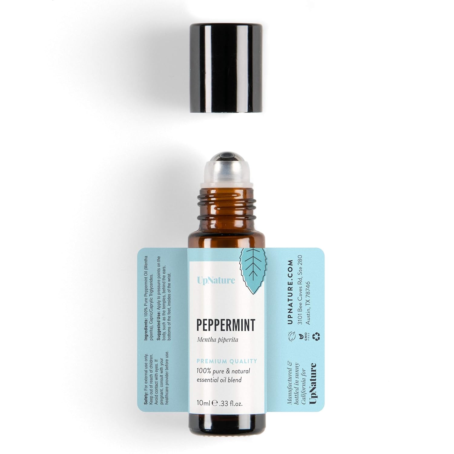 Peppermint Essential Oil Roll-On - Migraine Essential Oil Roller - Headache Relief - Reduces Stress, Leak-Proof Metal Rollerball - Travel Safe - No Diffuser Needed!: Beauty