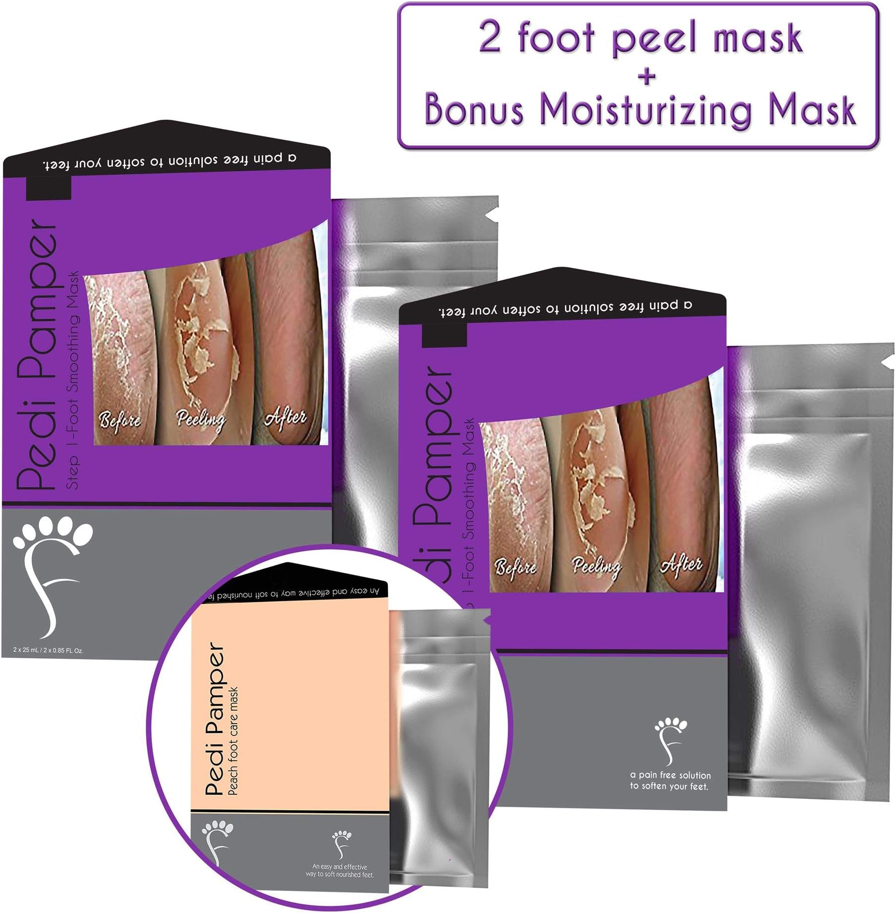 Foot Peel Mask, Results 100% Guaranteed Remove Cracked Heels, Calluses and Dry Skin, Get Beautiful Baby Feet (2 Pack Bonus)